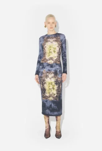 Das blaue Baumwoll-Kleid „Madaillon“