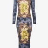 Das blaue Baumwoll-Kleid „Madaillon“ Das blaue Baumwoll-Kleid „Madaillon“