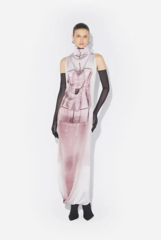 Das drapierte Trompe-l’œil-Korsetts-Kleid