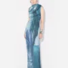Das lange, drapierte „Water“-Kleid Das lange, drapierte „Water“-Kleid