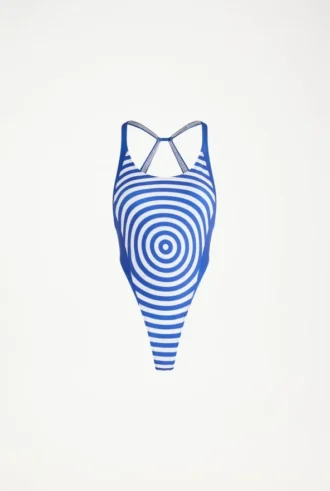 Der blaue Target-Badeanzug