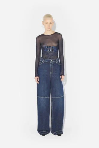 Die blaue Cut-Out-Jeans