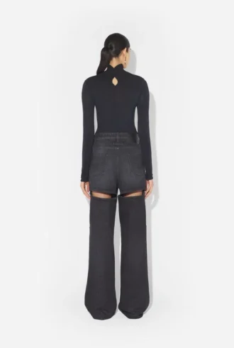 Die schwarze Cut-Out-Jeans