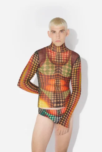 Neuauflage – das braune Mesh-Oberteil mit Punkten Neuauflage – das braune Mesh-Oberteil mit Punkten
