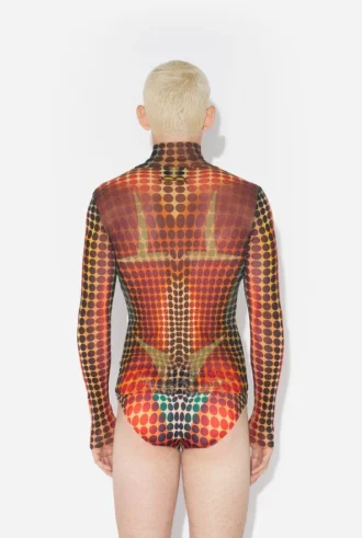 Neuauflage – das braune Mesh-Oberteil mit Punkten Neuauflage – das braune Mesh-Oberteil mit Punkten
