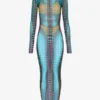 Neuauflage – das lange Kleid mit blauen Punkten Neuauflage – das lange Kleid mit blauen Punkten